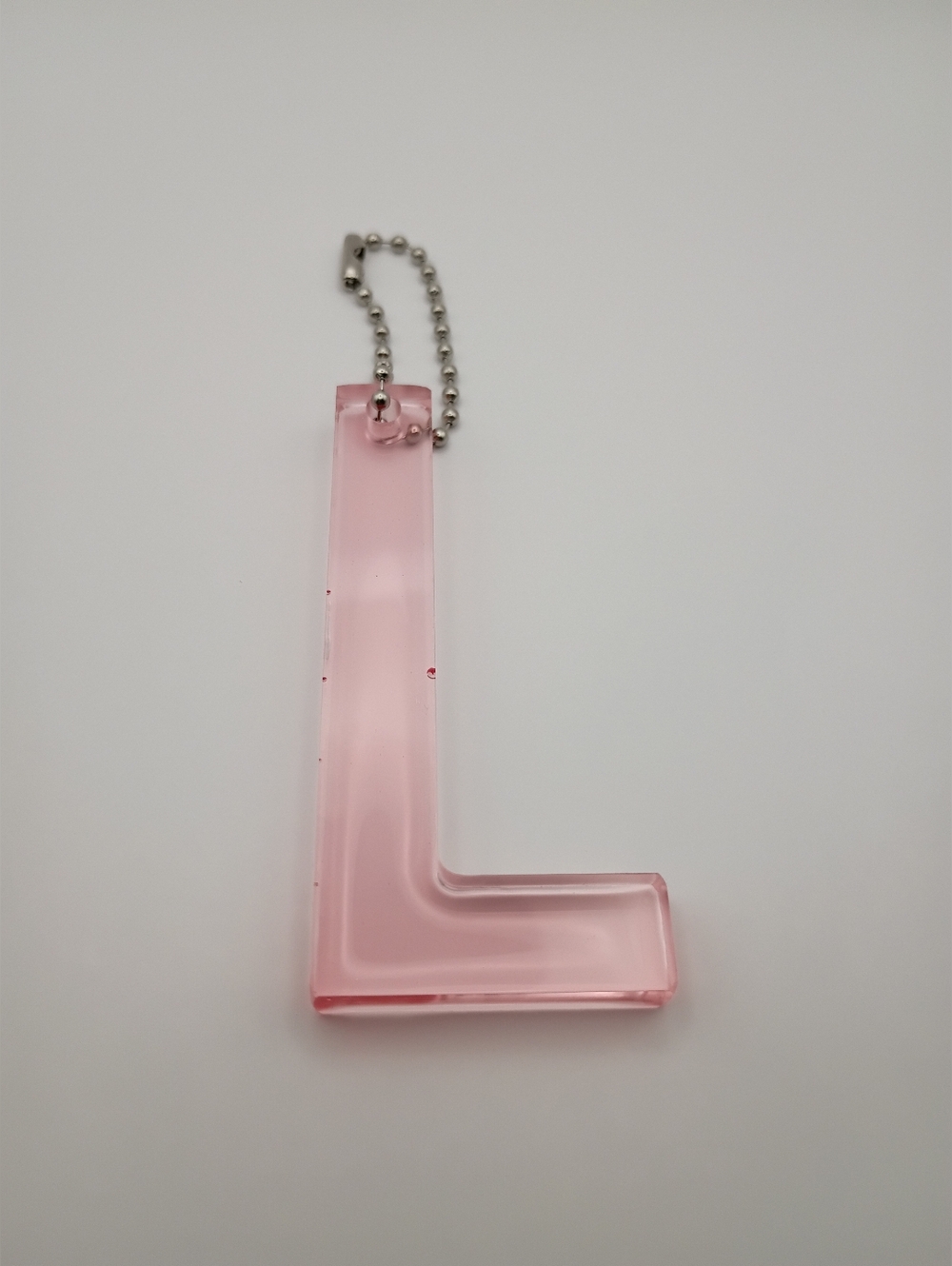 Handmade Pink Resin Letter L Keychain Initial Charm Cute Gift Minimalist